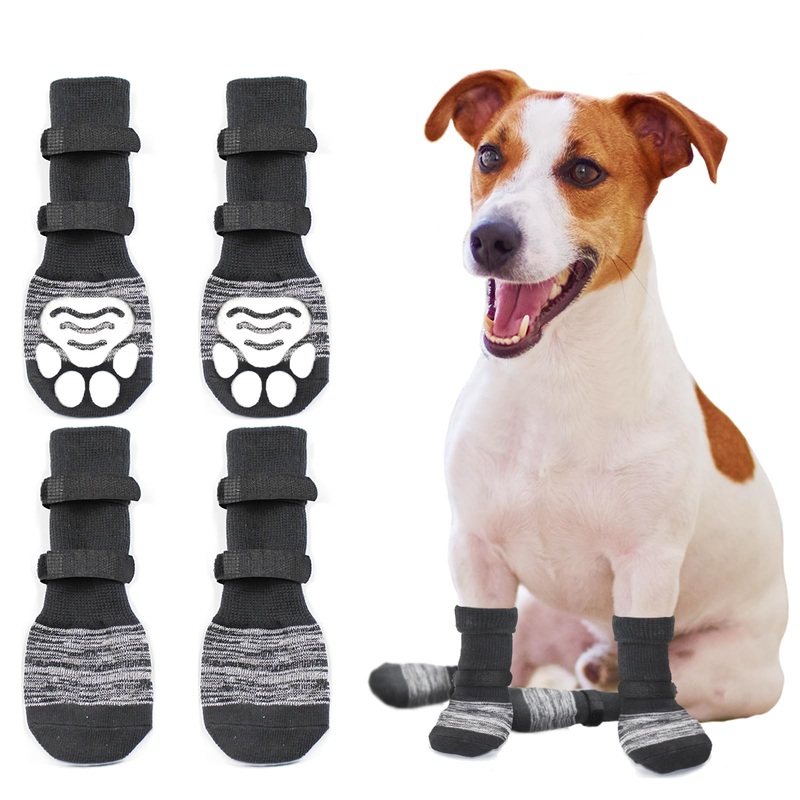 Anti Slip Paw Protectors Dog Socks,Non-Slip Dog Socks with Adjustable Straps,Traction Control for Indoor on Hardwood Floor Wear,Pet Paw Protector for Small Medium Large Dogs (A, S) A