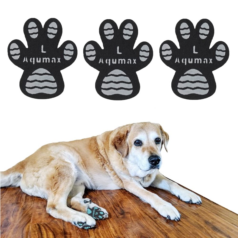 Dog Paw Protector Non-Slip Gripper Traction Pads,Walk Assistant for Senior Dogs,Foot Stickers for Hardwood Floors,Dog Shoes Booties Socks Replacement,6 Sets (24 pcs) L Black Black-24 Pads L-1.9*1.6 inch (L*W)