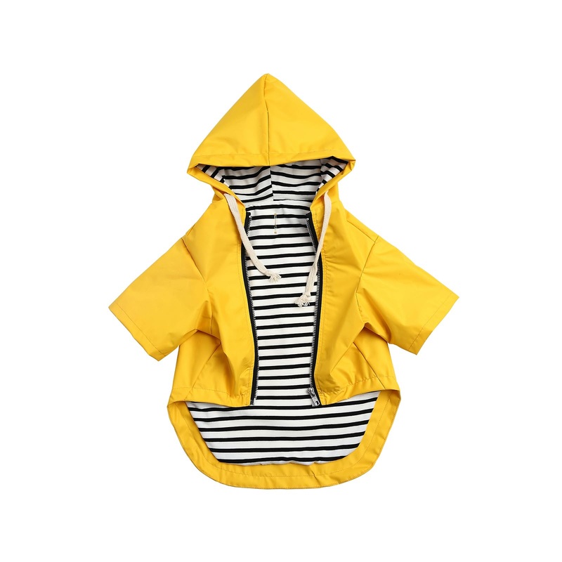 Dog Raincoat Puppy rain Jacket with Hood for Small Medium Breeds with Reflective Strap Storage Pocket Harness Hole Yellow Medium Medium(Chest: 19″-23″)
