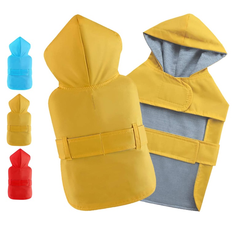 Dog Raincoats Dog Rain Jacket Poncho Dogs Rainwear Rain Gear Waterproof Pet Clothes Hooded Leash Hole Adjustable Puppy Small Medium Dogs,Yellow,L,Back Length 12.0 Inch L:Back Length 12.0″ Yellow