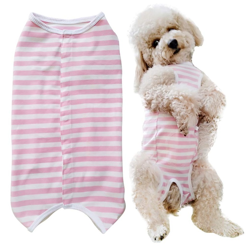 Dogs Recovery Suit Post Surgery Shirt for Puppy, Wound Protective Clothes for Little Animals Dogs Cats (pink white stripe-s) Small pink white stripe