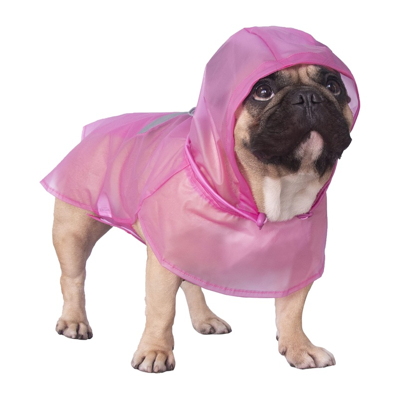 iChoue Dog Raincoats, Packable Rain Coats, Lightweight Rain Jacket with Reflective Straps, Adjustable Poncho for Medium Dog French English Bulldog Pug Terrier (Pink, Medium) Medium (Pack of 1) Pink