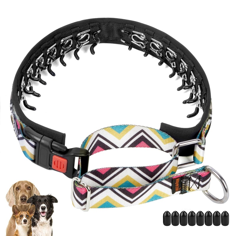 Mayerzon Dog No Pull Collar, Vintage Slip Prong Collar for Large Medium Small Dogs, Personalized Dog Pinch Collar with Quick Release Buckle for Walking Training Festival Large,2.5mm,25-Inch,18.5-23.5″Neck