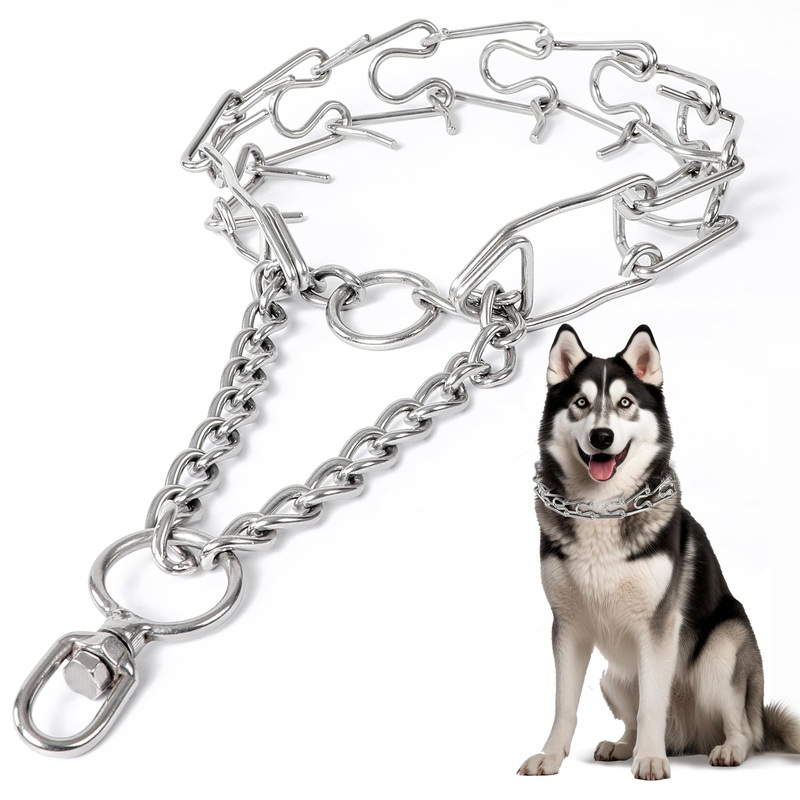 No Pull Collar for dogs Large-Adjustable 55Cmx3.0mm Training Collar for Dogs with 10-Link for Customized Fit