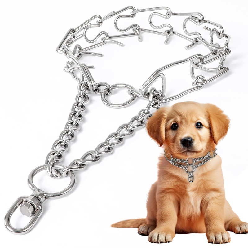 No Pull Collar for dogs Small-Adjustable 40Cmx3.0mm Training Collar for Dogs with 8-Link for Customized Fit