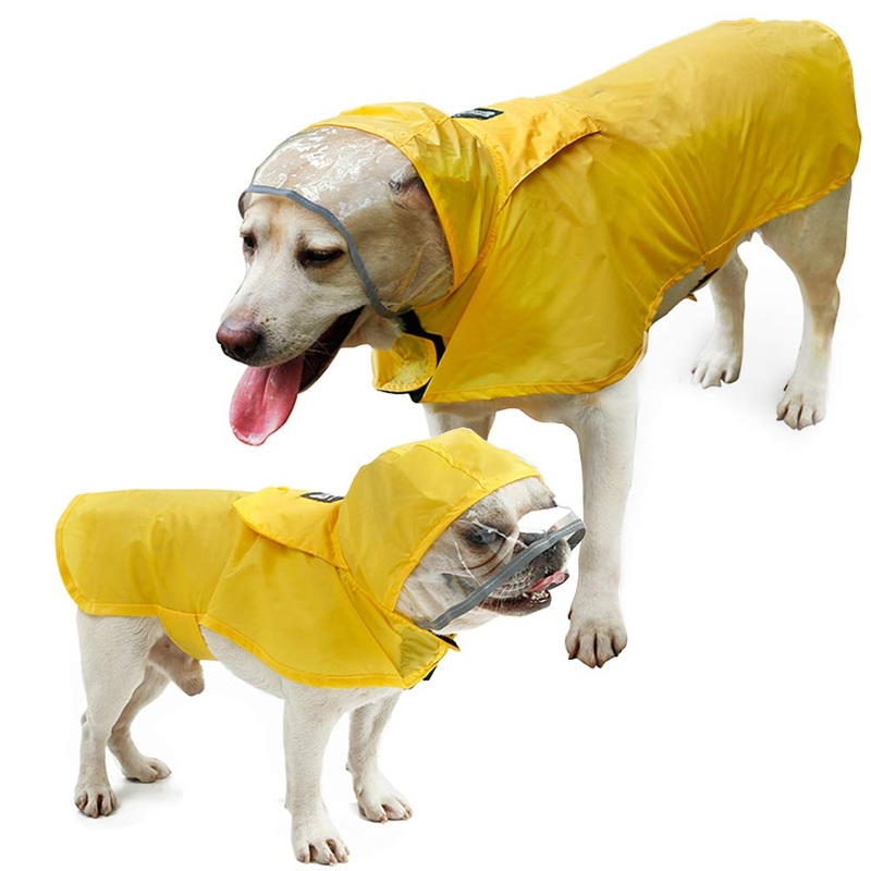 Pet Raincoat Packable Hooded Dog Rain Jacket Reflective Strips Lightweight Adjustable Poncho for Small Medium Large Dogs Yellow XS XS (Back:11 Inches)