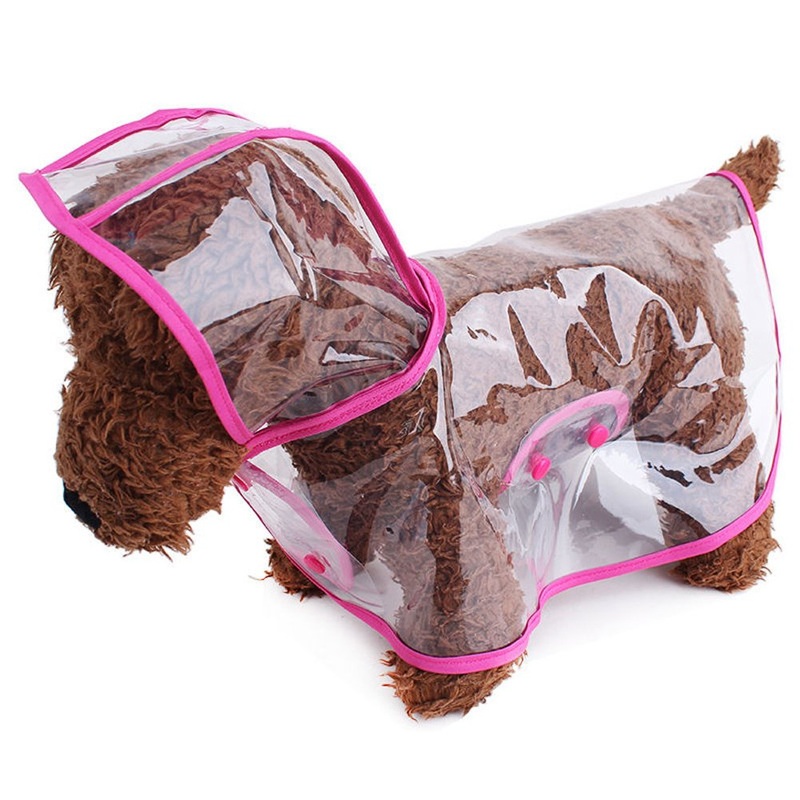 Pet Raincoat,Small Dog Waterproof Puppy Raincoat Coat Transparent Pet Dog Rainwear Clothes for Small Dogs Cats (S, Pink) S-Back 8.7” For <3lb dogs