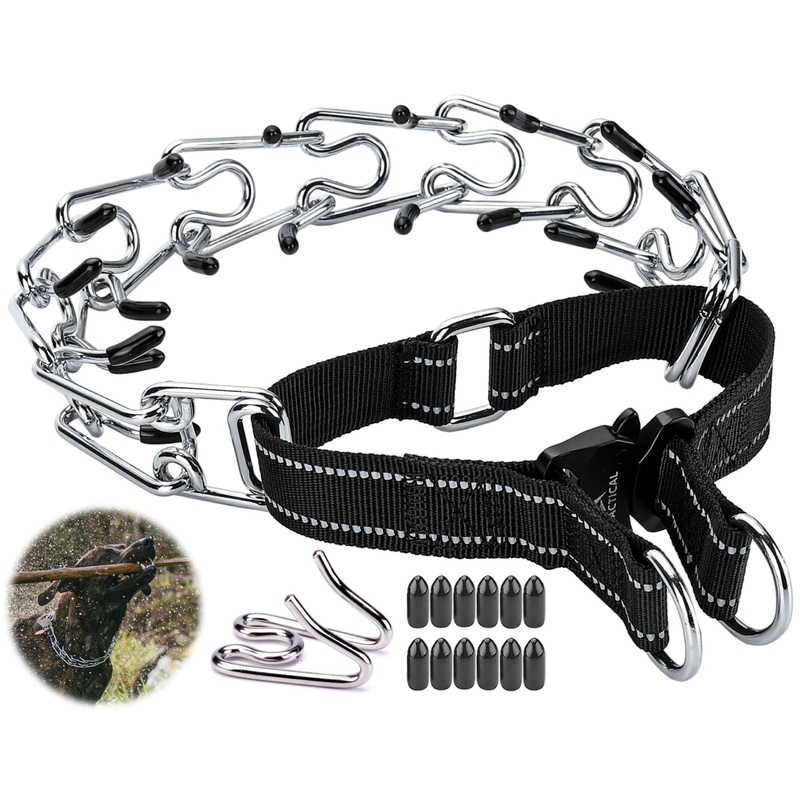 Pinch Collar for Dogs, Adjustable Quick-Release Stainless Steel Prong Collar for Small Medium Large Dogs (L/Neck Girth 16.9″-22.2″, Black #2) L / Neck Girth 16.9″-22.2″