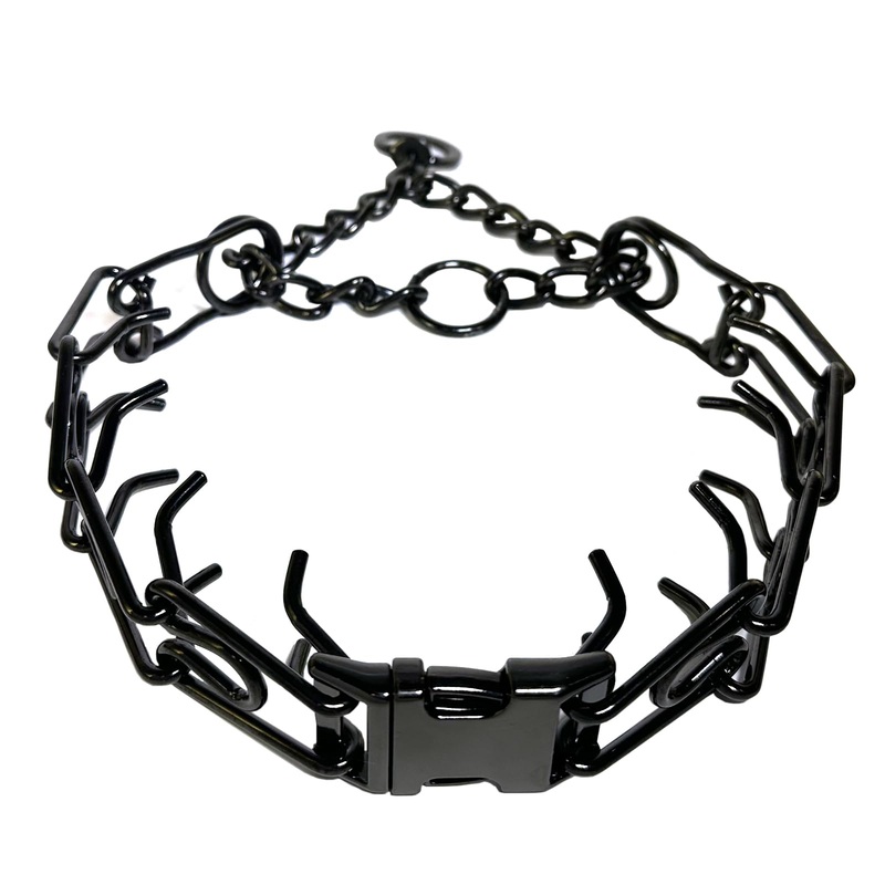 Prong Training Collar for Dogs, Adjustable Dog Pinch Collar with Quick Release Buckle, No Pull Collar for Small Medium Large Dogs, Extra Link and Caps M/L(17-21″ Neck, 3.5mm) Blcak
