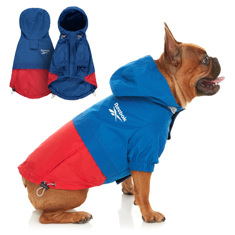 Reebok Dog Raincoat – Dog Coat with Hoodie, Waterproof Dog Rain Jacket for X-Small to Large Dogs, Adjustable Drawstring, Comes with Leash Hole, Premium Skin Friendly Lightweight Dog Rain Coat Blue X-Large