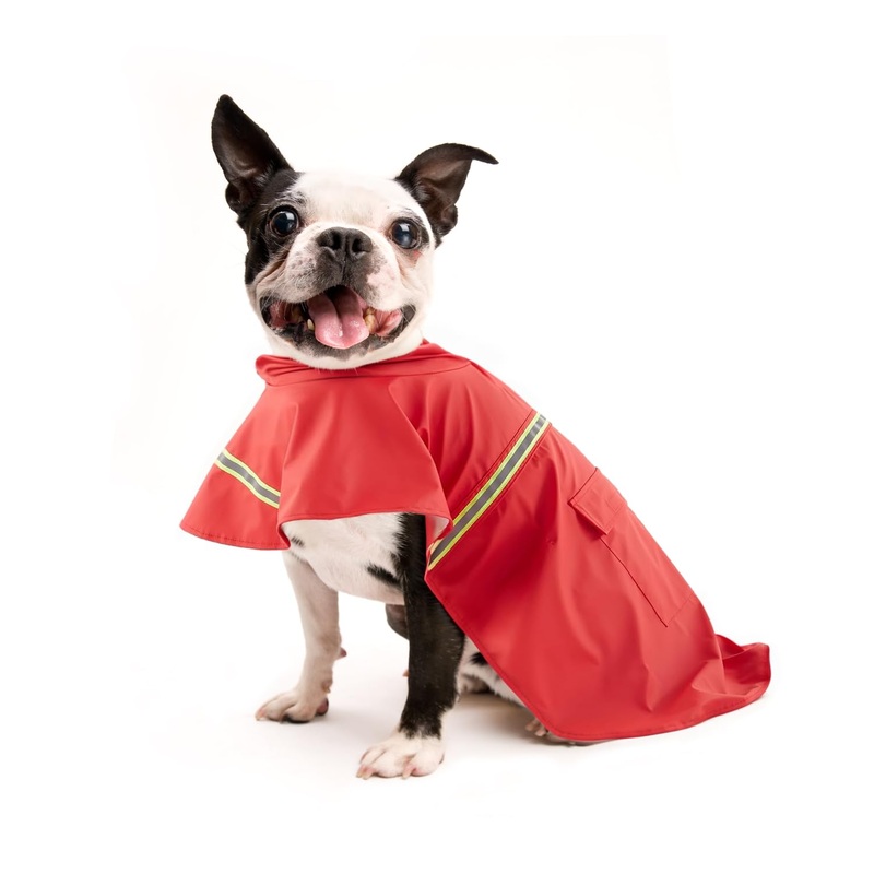 SunStyle Home Dog Raincoat for Small to XX- Large Dog, Waterproof Reflective Adjustable Hooded Pet Dog Raincoat Poncho (Small/Medium, Red)