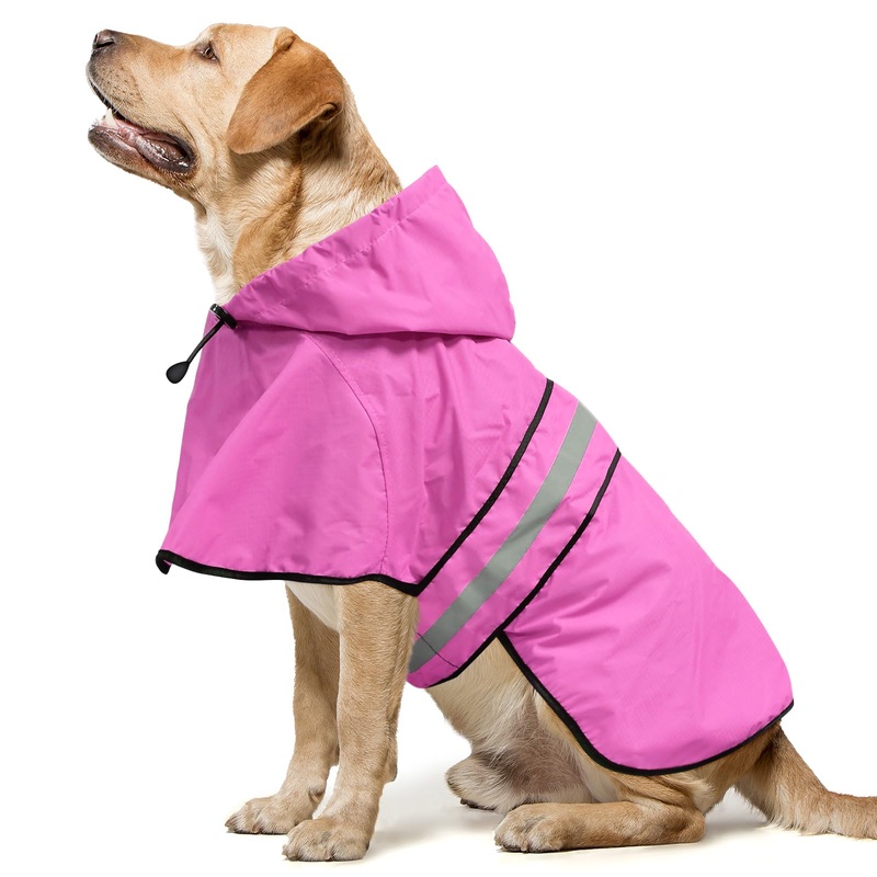 Waterproof Dog Raincoats – Hooded Raincoats for Dogs, Adjustable Reflective Dog Rain Coat, Windproof Dog Rain Jacket Pet Rain Slicker Poncho for Small, Medium, Large Dogs (X-Large, PINK) X-Large