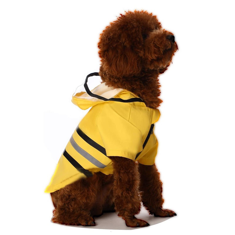 Wizland Reflective Dog Raincoat Dog Rain Jacket with Hood Lightweight Waterproof Rain Coat for Puppies (YELLOW XS) X-Small Yellow
