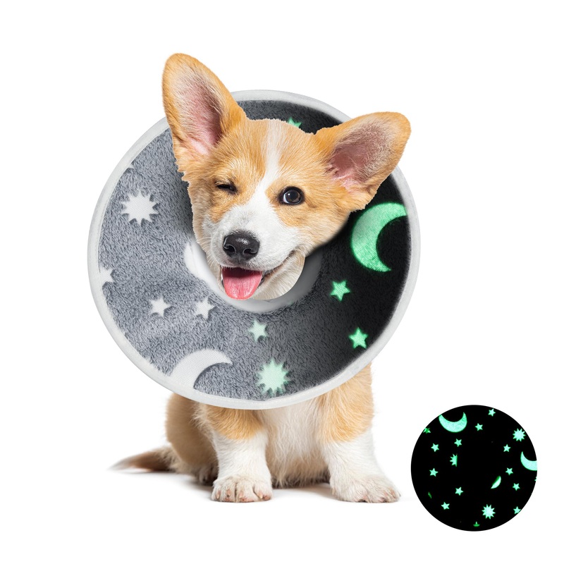 Adjustable Soft Dog Cone for Dogs After Surgery, Glow in The Dark Pet Recovery Collar for Dogs and Cats,Comfy Elizabethan Collar After Surgery for Prevent Biting Scratching(XXL) XXL
