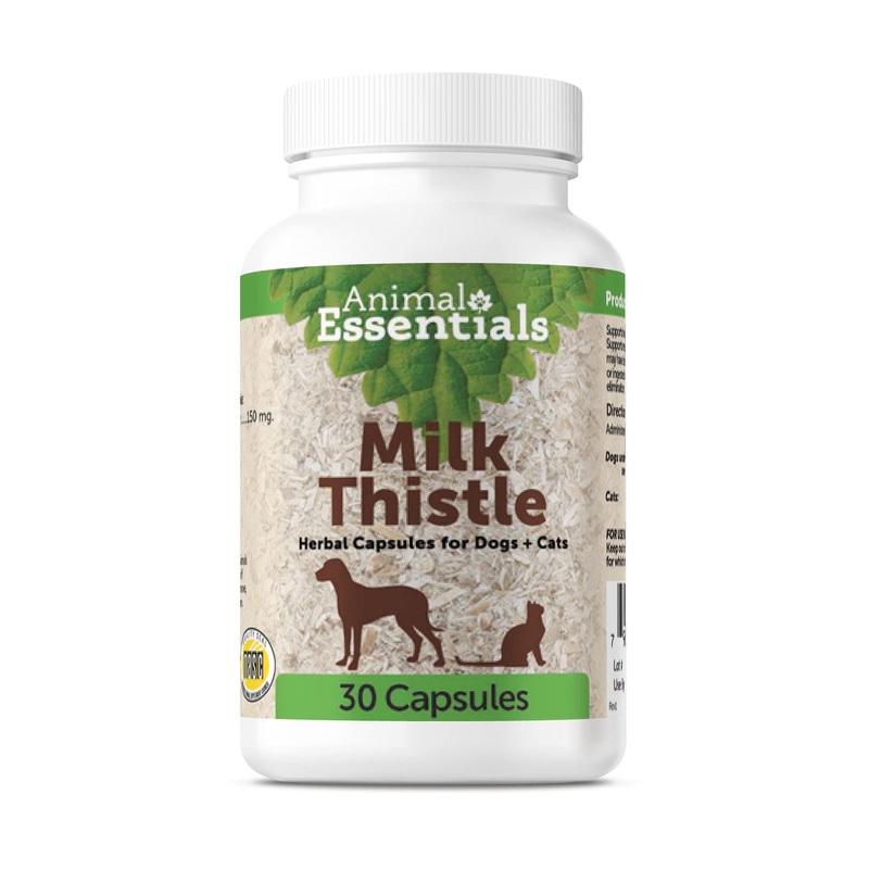 Animal Essentials Milk Thistle Liver Support for Dogs and Cats, 30 Capsules – Made in USA Liver Supplement