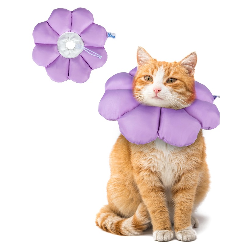 ANWA Cat Cone Collar Soft, Waterproof Cat Recovery Collar, Adjustable Soft Cone for Cats After Surgery Medium