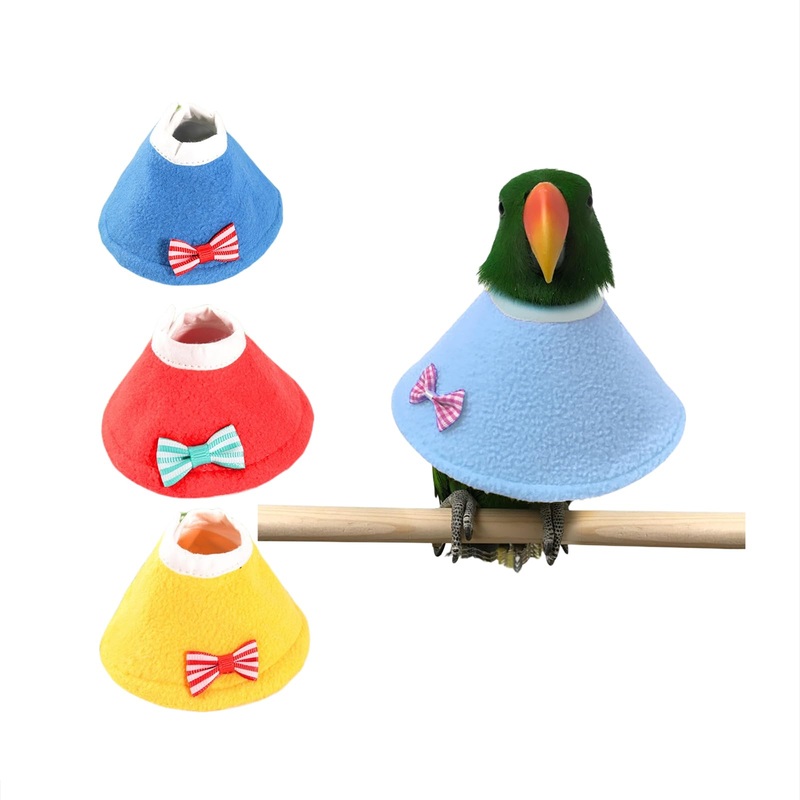 Bird Collar – Anti-Bite Elizabethan Recovery Cone Feather Plucking Protector Skin-Friendly Neckwear for Parakeets Conures Cockatiels and Small Animals Chinchilla Hamster (S,3 Packs) S 3 Packs