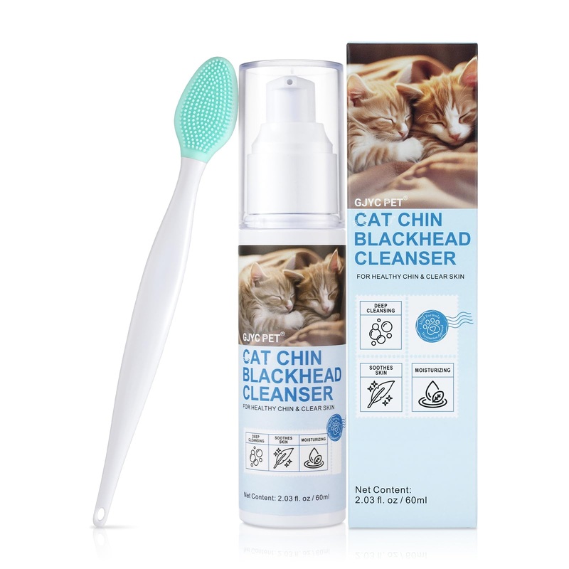 Cat Chin Acne Cleanser – Deep Cleansing & Soothing Formula | Gentle & Effective Black Chin Treatment – Silicone Brush Included – 2.03 fl. oz Blue
