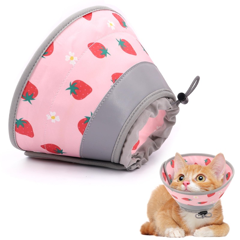 Cat Cone Collar Soft, Comfortable Cat Recovery Collar Pet Cone for Small Large Cats, Lightweight Elizabethan Collar for Cats Kittens After Surgery Prevent from Licking Wounds, Pink, S S Neck Girth(5″-8″)