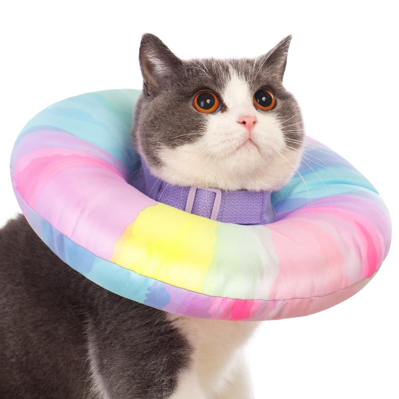 Cat Cone Collar Soft L Size Alternative Neck Cones to Stop Licking for Cats Dogs Kitten Comfy Elizabethan Collars After Surgery Neuter Cat Dog Donut Collar for Pet e collar Recovery Shame L(head circumference 11.02 – 13 inch)
