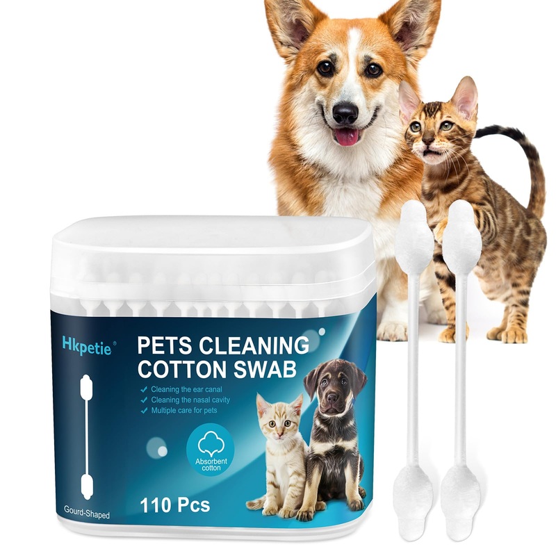 Cotton Swab for Pets, 110 pcs Cotton Buds for Dogs and Cats, Safety Dog Ear Infection Treatment, Specially Designed Cotton Sticks for Puppy and Kitten Ear Care