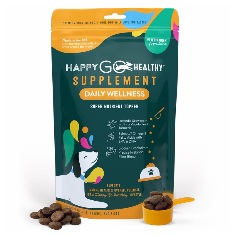 Daily Wellness Supplements for Dogs | Probiotic & Prebiotic Benefits with Fish Oil & Seaweed to Keep Your Dog Beaming All Day Long | All Breeds and Sizes | 60 Count