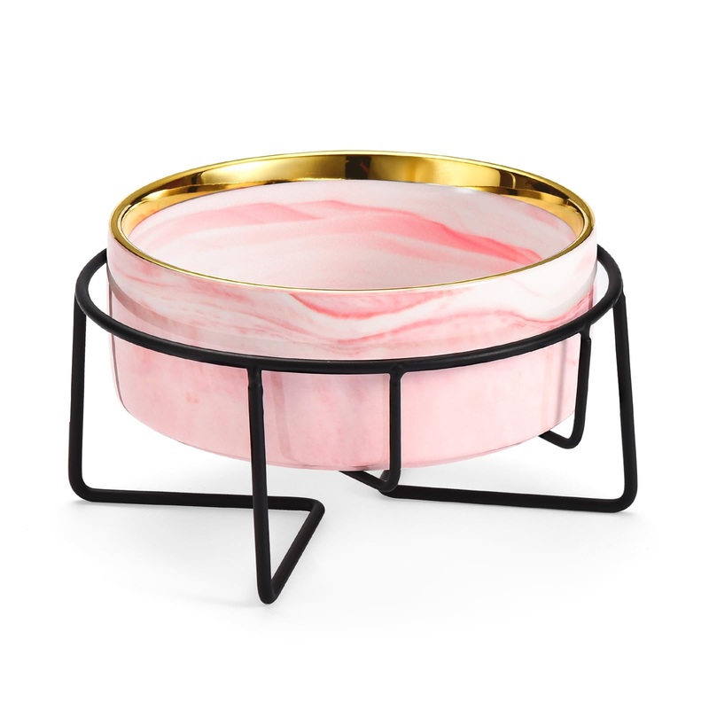 Dazzling Ceramic Elevated Cat Bowls, Dog Bowls, Pet bowls, Dog Cat Food Water Bowl, Raised Cat Food Bowls, Cat Bowls for Indoor, Dog Bowl stand, Pet bowl (Pink) Pink