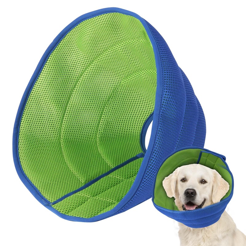 Dog Cone Soft Recovery Collars & Cones after Surgery for Medium Large Dogs, Comfy Ecollars to Stop Licking, Adjustable, Dog Ecollars for Recovery Fabric: Soft Comfort Mesh Cloth – Blue L (Neck Girth: 13″-17″)