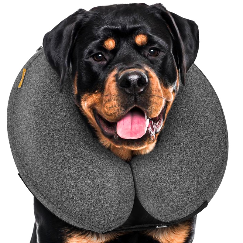 Dog Cones for Small Medium Large Dogs, Soft Cone for Dogs After Surgery Inflatable Dog Cone Alternative Recovery Donut Collar (Grey, XL-Neck:18″-24″) XL-Neck:18″-24″ Grey