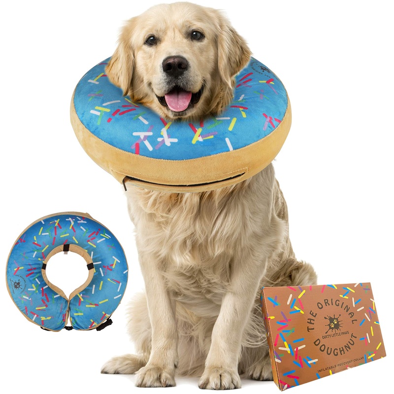Dog Donut Collar | Great Alternative to a Traditional Dog Cone or a Soft Dog Cone Collar | Our Inflatable Dog Cone is an Excellent Cone for Dogs after Surgery | Dog Cones for Large Dogs (Blue) Blue
