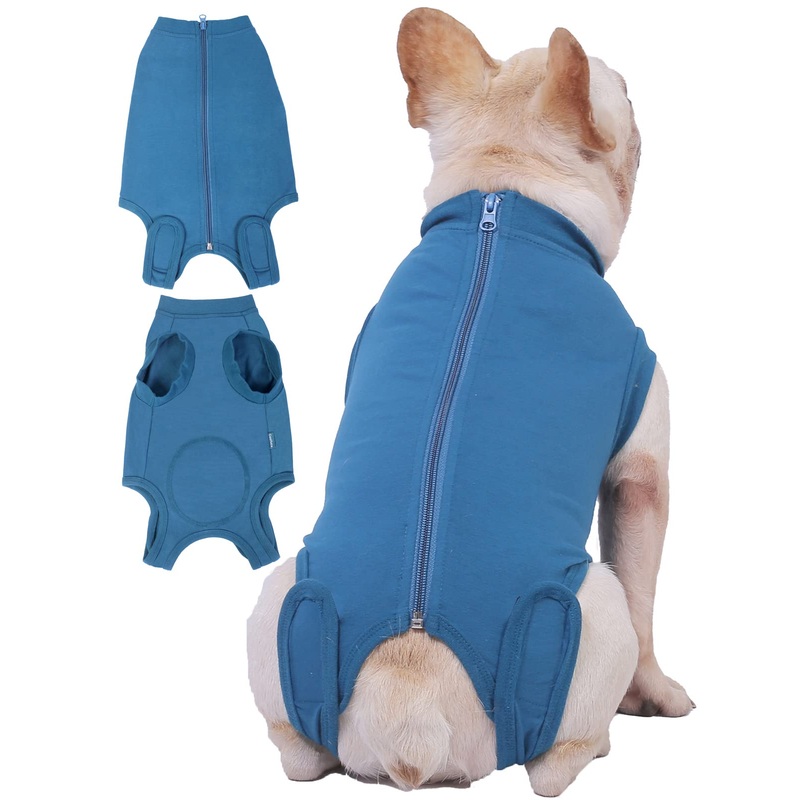 Dog Surgery Recovery Suit – After Spay, Abdominal Wounds Post Surgical Recovery, Anti Licking Breathable Dog Onesies for Small, Medium & Large Pet, Alternative Bandages Cone E-Collar Large (Back length: 17.3″) Blue
