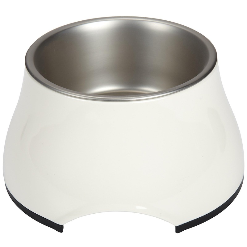 Dogit Elevated Dog Bowl, Stainless Steel Dog Food and Water Bowl for Small Dogs, White, 73745 Off White