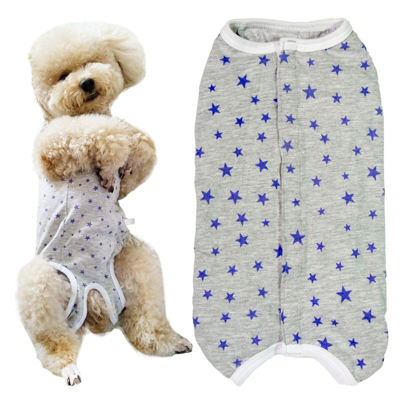Dogs Recovery Suit Post Surgery Shirt for Puppy, Wound Protective Clothes for Little Animals(grey stars-s) Small grey stars