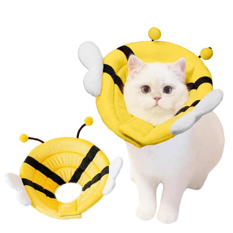 MITTENS Soft Cat Cone, Adjustable Cat Recovery Collar, Elizabethan Collar for Cats Bee Small (Under 7 lbs)