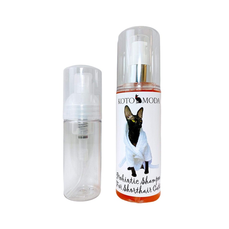 Probiotic Shampoo for Shorthair Cats 120 ml with Foam Pump, Cornish Rex, Devon Rex, Oriental