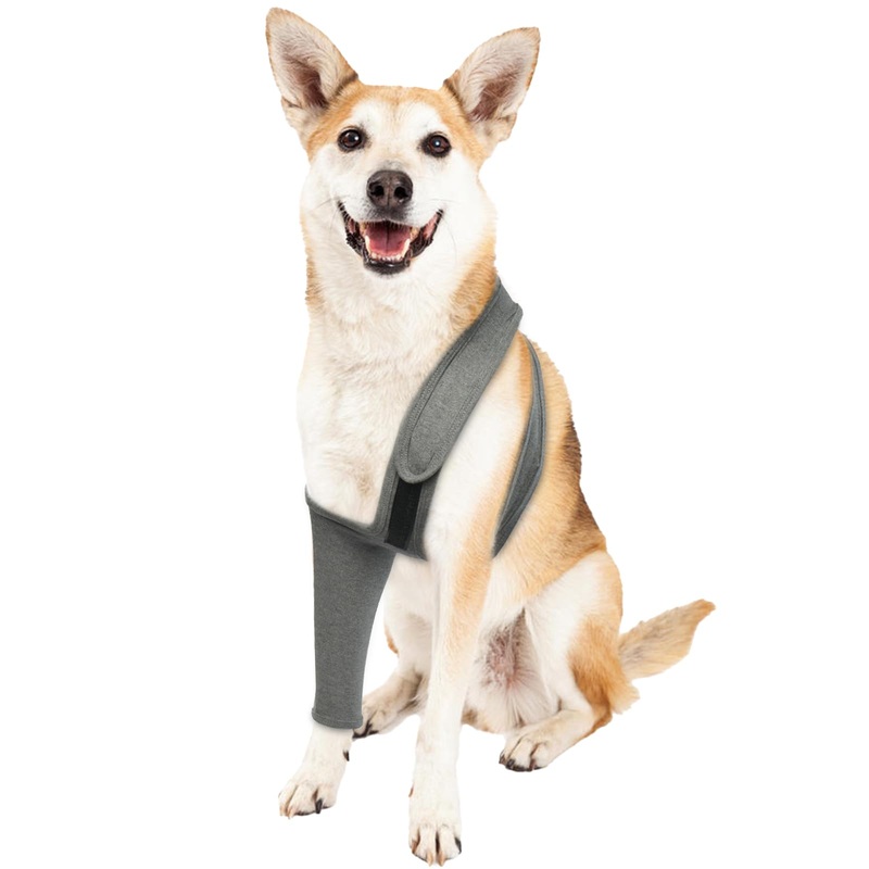 ROZKITCH Dog Surgery Recovery Sleeve Front Right Left Leg, Pet Prevent Licking Wound Elbow Brace Protector, Dog Recovery Suit Cone Collar Alternative for Sprain ACL CCL Arthritis Joint Care Grey L L(Chest Girth:21.2″-26.7″)