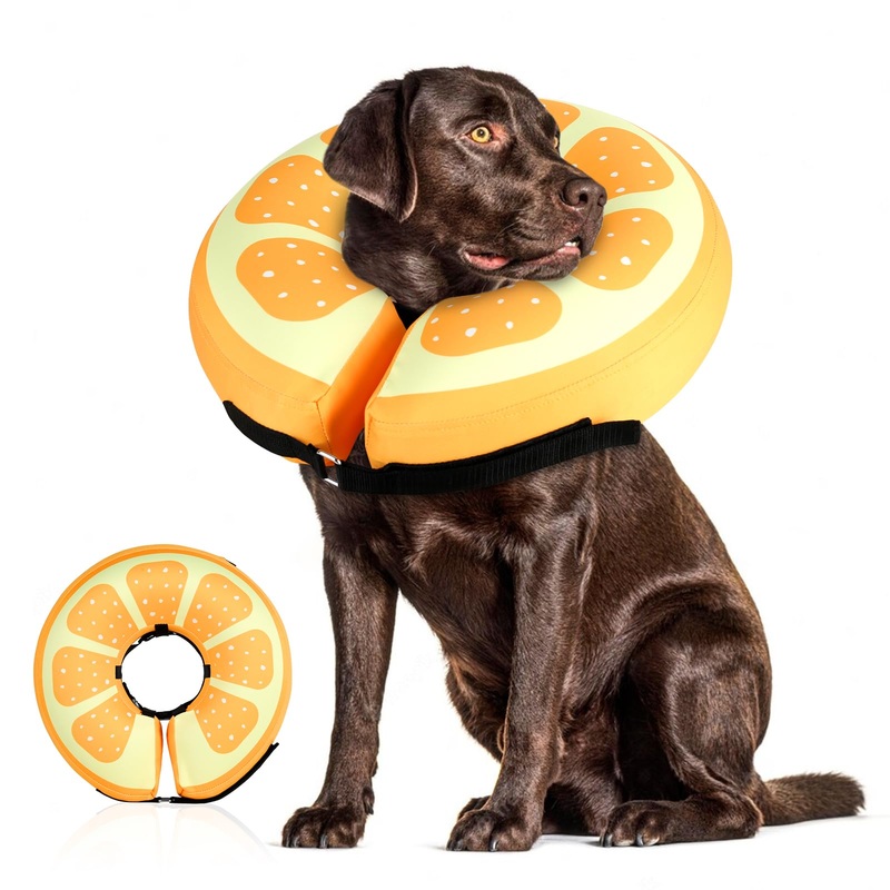 Sivomens Dog Cone, Protective Inflatable Dog Collar for Jumbo Dogs, Soft Adjustable Pet Recovery Cone After Surgery, Washable Dog Donut Collar Prevents Licking Wounds & No Blocking Vision, XL(18″-24″) X-Large(Neck:18″-24″) Yellow