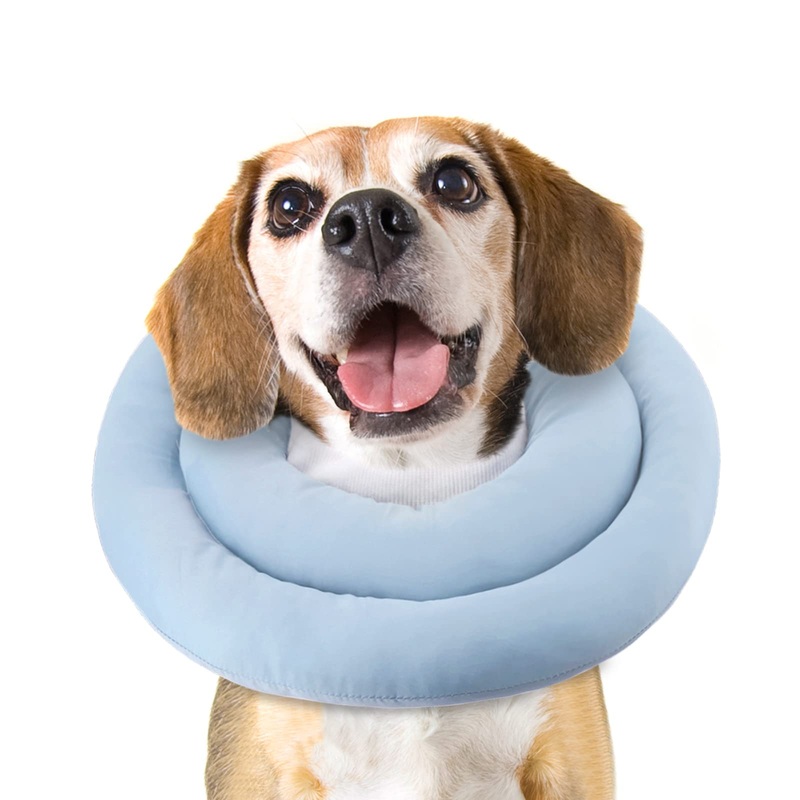 Soft Dog Cone for Small Medium Dogs and Cats, Adjustable Dog Cone Alternative After Surgery, Water Resistant Pet Recovery Cone Collar for Large Dogs to Stop Licking Wounds L(Neck Girth:7.5″-11″) Blue