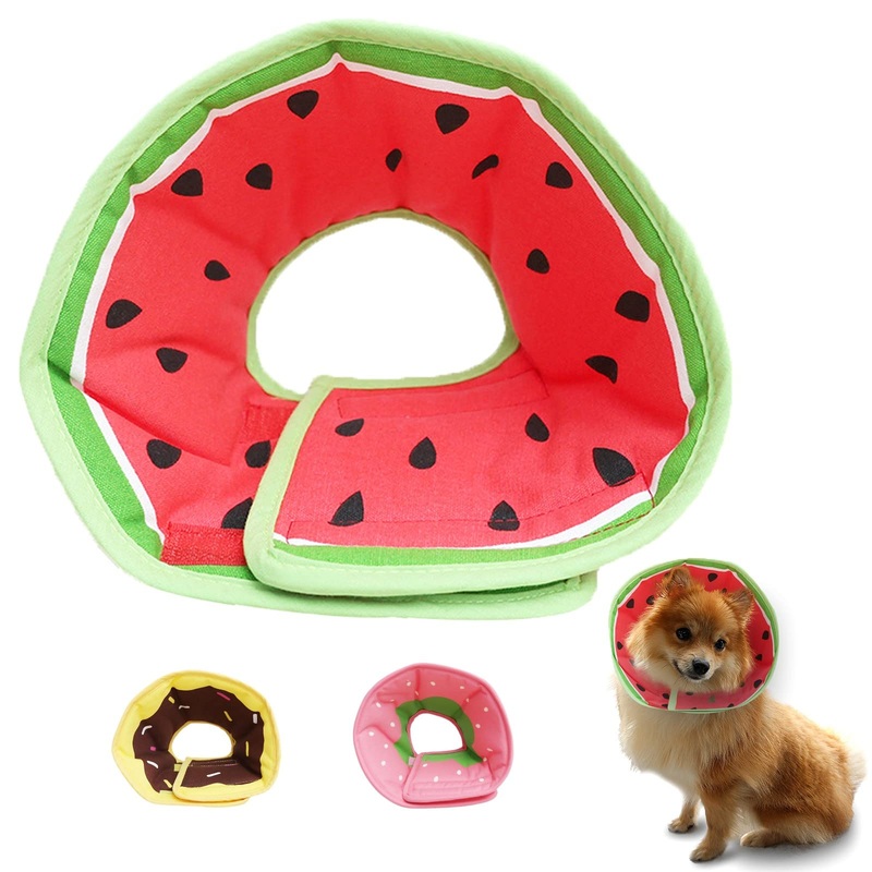 Soft Dog Cone, Lightweight Elizabethan Collar for Dogs, Adjustable Soft Cones for Dogs/Cats to Stop Licking After Surgery, Cute Watermelon Cone of Shame Alternatives for Pets (Large) Large (Neck:10.8”-13.4” Medium Dog)