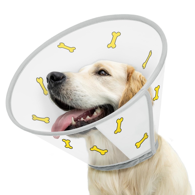 Supet Dog Cone for Dogs After Surgery, Soft Dog Cones for Large Medium Dogs, Comfortable Dog Cone Collar to Stop Licking, Adjustable Pet Recovery Collar for Small Dogs with Soft Protect Edge Bone 2XL XXL (Neck:14.5″-18.5″)