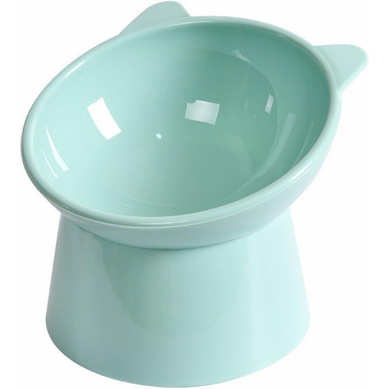 Tilted Raised Posture for Cat Food Bowl Neck for Protection Anti Vomiting 45 Degree Elevated Slanted Stand Bowls for Cat Tilted Bowl-Bowl Diameter Approx.13.7cm/5.39in Blue