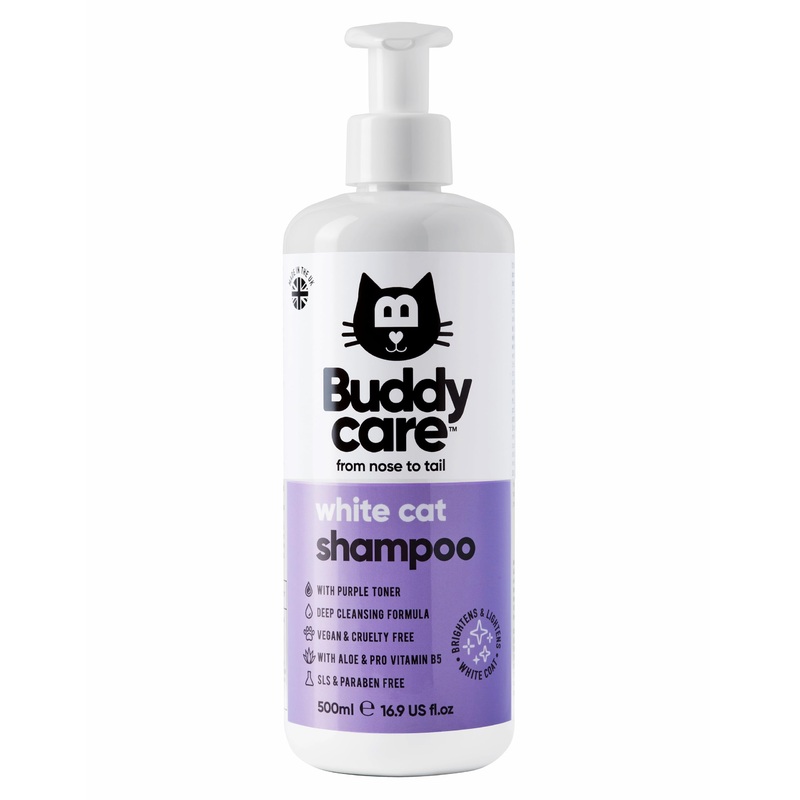 White Cat Shampoo by Buddycare – Brightening and Whitening Shampoo for Cats – Deep Cleansing, Fresh Scented – with Aloe Vera and Pro-Vitamin B5(16.90oz)