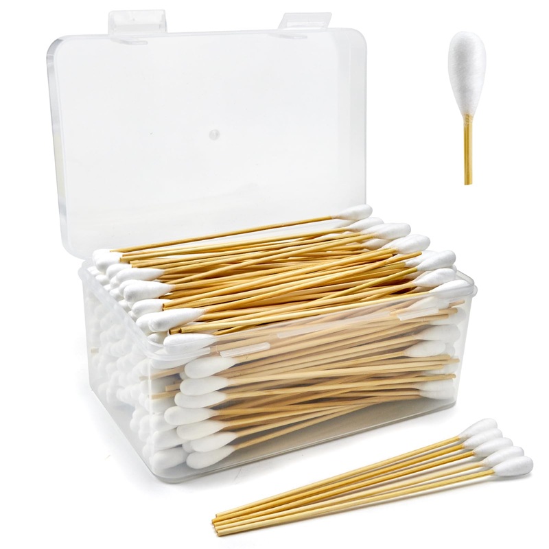 200 PCS Large Cotton Swabs in Storage Box – Dog Ear Cleaning Swabs, 6 inch Dog Ear Swab with Bamboo Handle – Big Cotton Swabs Soft and Thick, Extra Large Cotton Swabs Specially Designed for Pet Care 200PCS