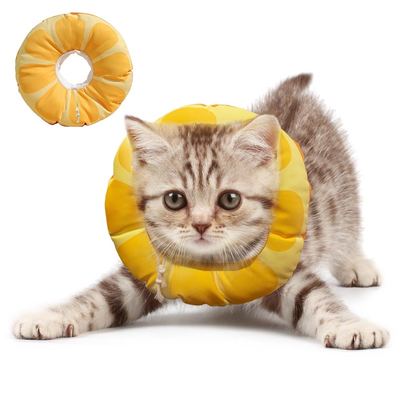 Cat Recovery Soft Collar.Waterproof Soft Recovery Cone Collar. Anti-bite and Anti-Lick Wound Healing Safe Adjustable Elizabethan Collar.(S) S Yellow