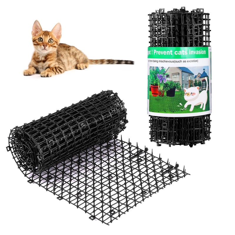Cat Scat Mat with Spikes 6.5FT Cat Deterrent Mats Plastic Scat Mat for Dogs and Cats Spike Deterrent 6.5ft Black