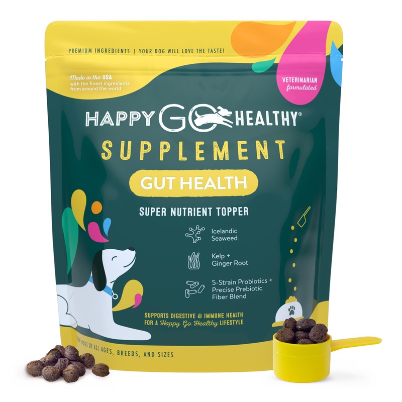Dog Gut Health Probiotics Supplement | Improves Digestive Health and Immune System Support for Dogs and Puppies | All Natural Ingredients Tasty Kibble Dog Food Topper | 120 Count Pack