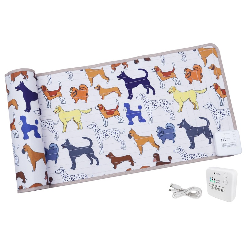 DOGNESS Rechargeable Pet Shock Mat, 60″x15″ Safe Cat Repellent Mat Electronic Training Pads Keep Dogs and Cats Off Couch, Bed, Indoor Cat Deterrent Mat (Power Enhanced Version) 60″x15″ Dog Cartoon (Rechargeable)