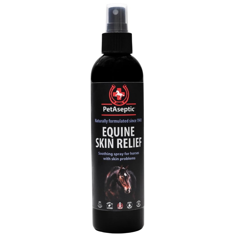 Equine Skin Relief Spray for Horses | Helps Heal Cuts, Insect Bites, Scrapes, & Sunburns | Helps Control Dermatitis | Helps Treat Rain Rot, Mud Fever, Sweet Itch, & More | 8oz Spray Equine Skin Relief Spray 8oz