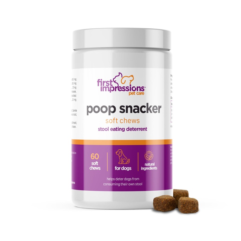 First Impressions Poop Snacker Soft Chews – Best Stool Eating Deterrent for Dogs, Coprophagia Deterrent for Dogs, Probiotics & Breath Freshener – Deterrent for Dogs Eating Poop – 60 ct