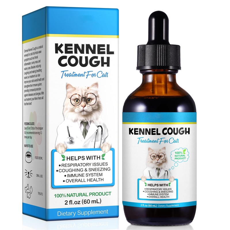 Kennel Cough for Cats, Kennel Cough Herbal Drops, Cats Cough Reliel Liquid Drop for Cats Allergy Relief, Soothes Cats Cough, Pet Health Supplies for Cat Cough Care, Chicken Flavor – 1 Pack / 2 Fl oz